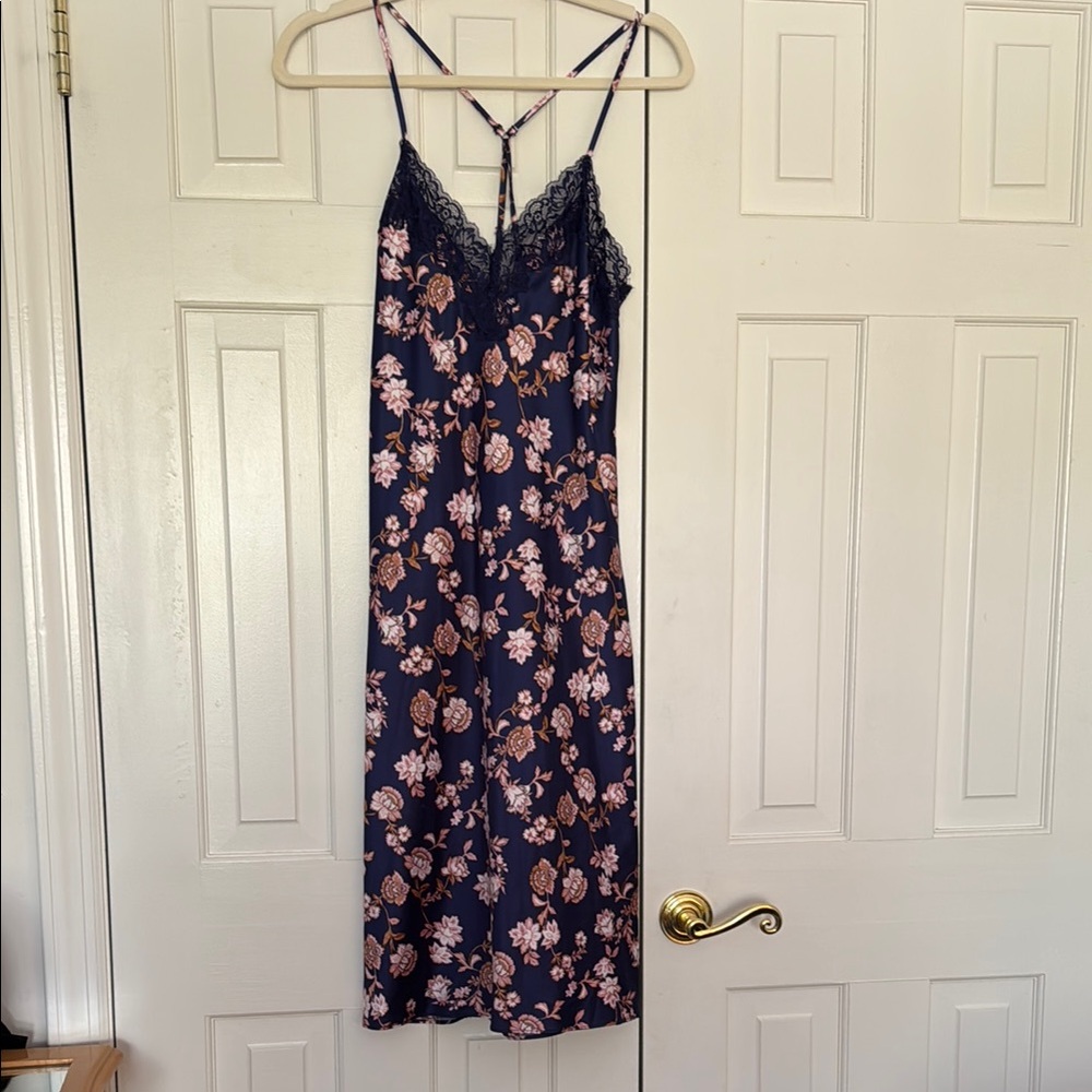 Floral Lace Trim Slip Dress